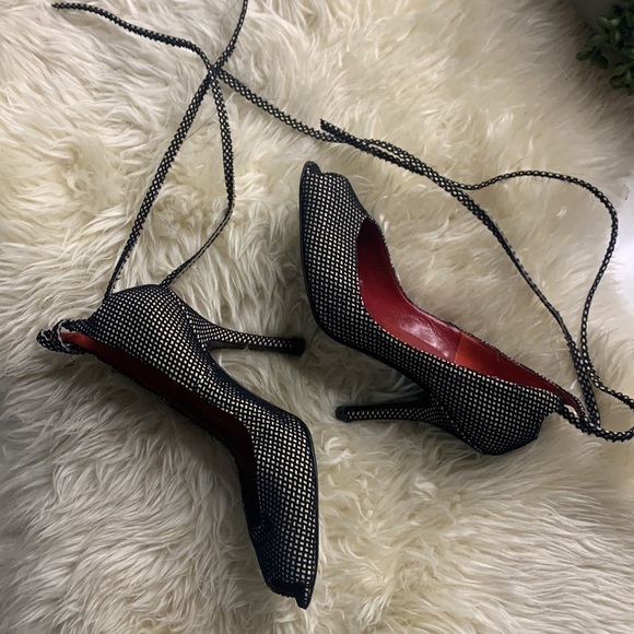 Vintage Rare Pierre Hardy Fishnet Peep Toe wrap ankle strap heels 36.5 - Picture 7 of 9